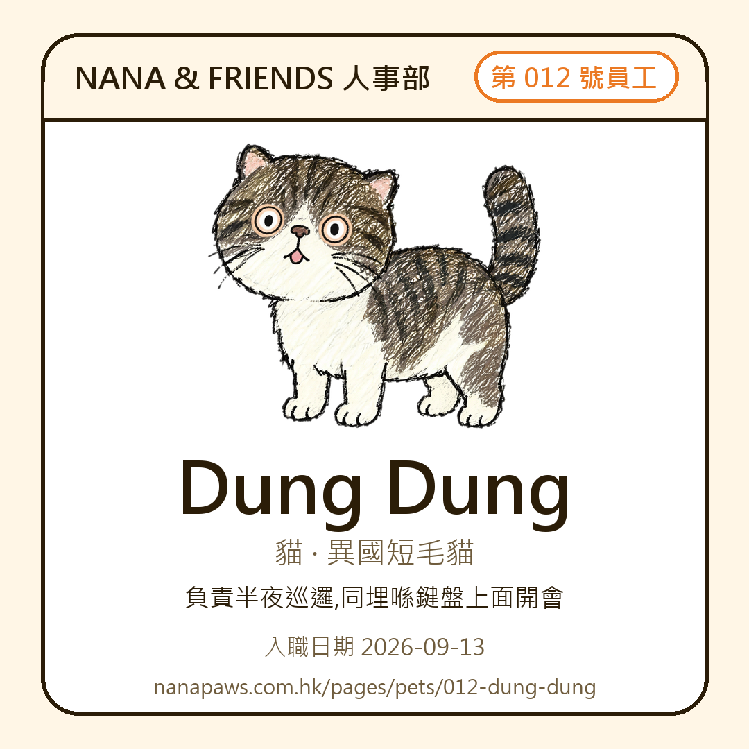 Dung Dung 嘅 NANA & FRIENDS 入職證
