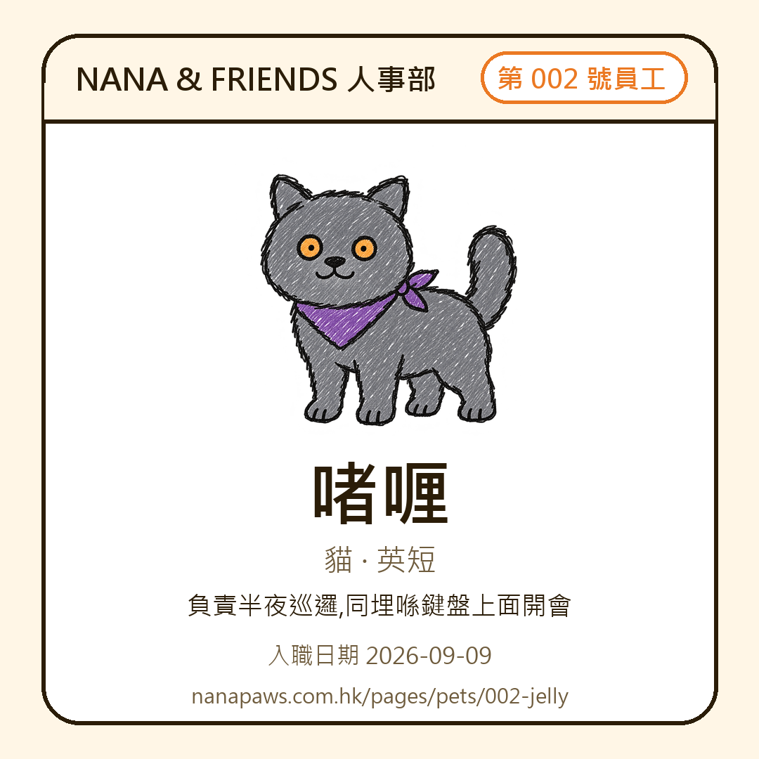 啫喱 嘅 NANA & FRIENDS 入職證