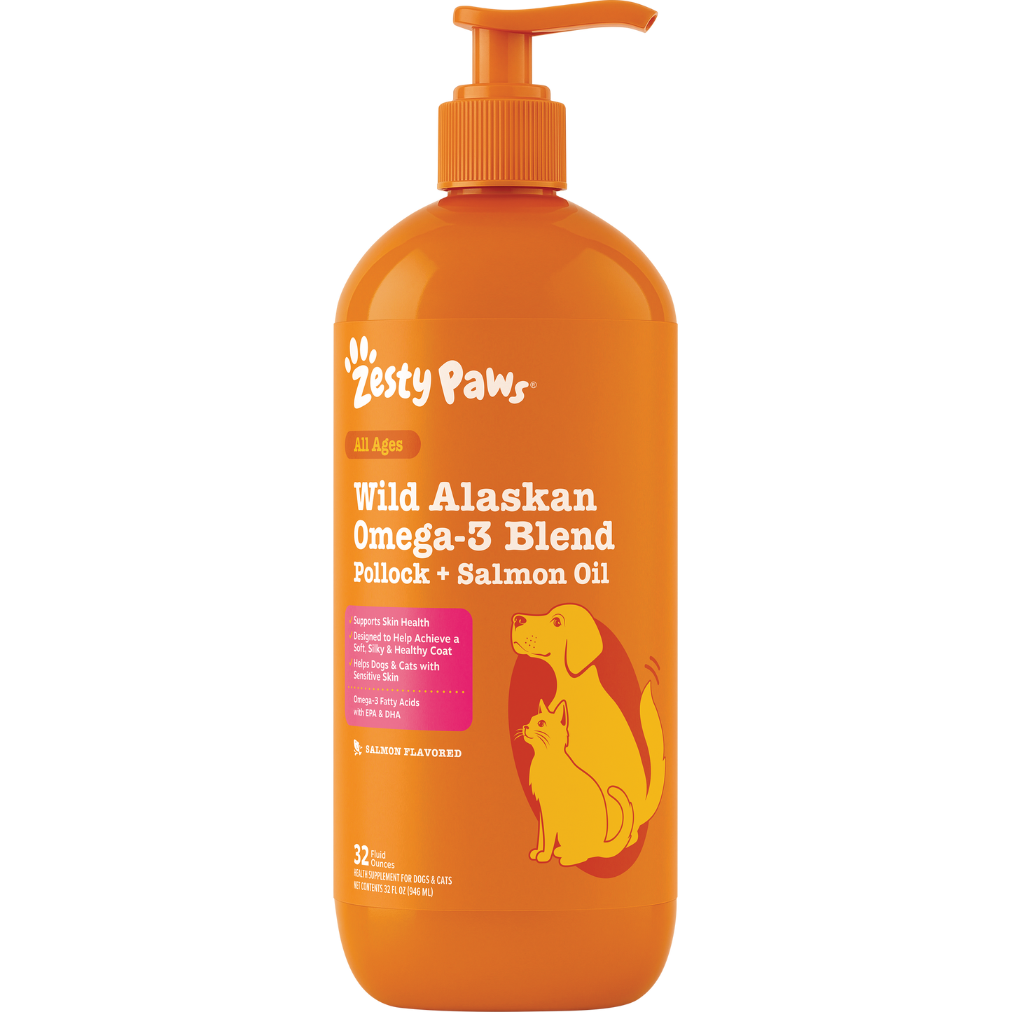 Zesty Paws 阿拉斯加野生 Omega-3 魚油(鱈魚 + 三文魚) — 946ml (32oz)