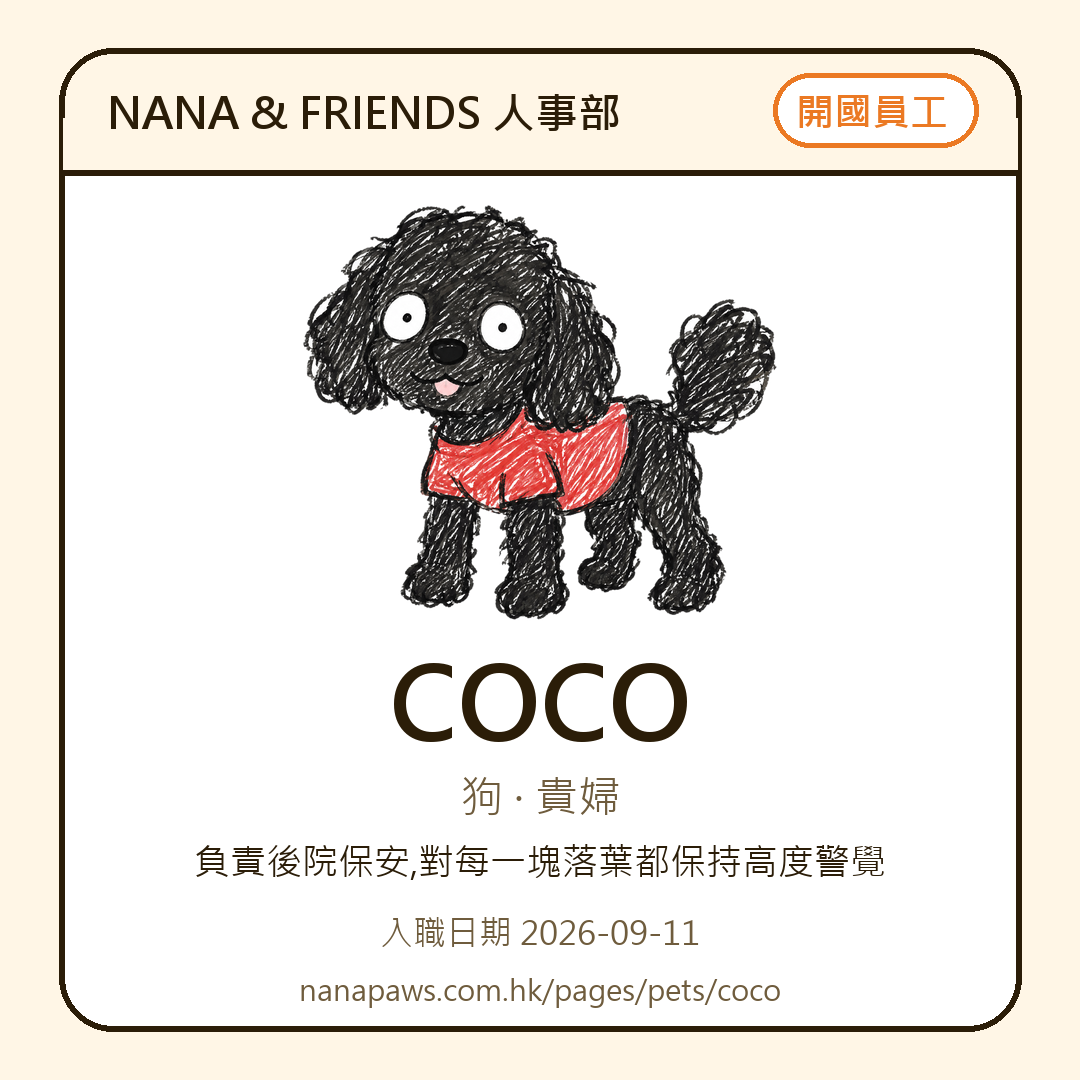 COCO 嘅 NANA & FRIENDS 入職證