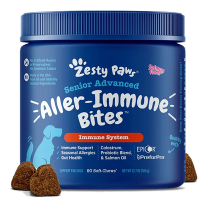Zesty Paws 高齡犬過敏免疫軟咀嚼片(三文魚)