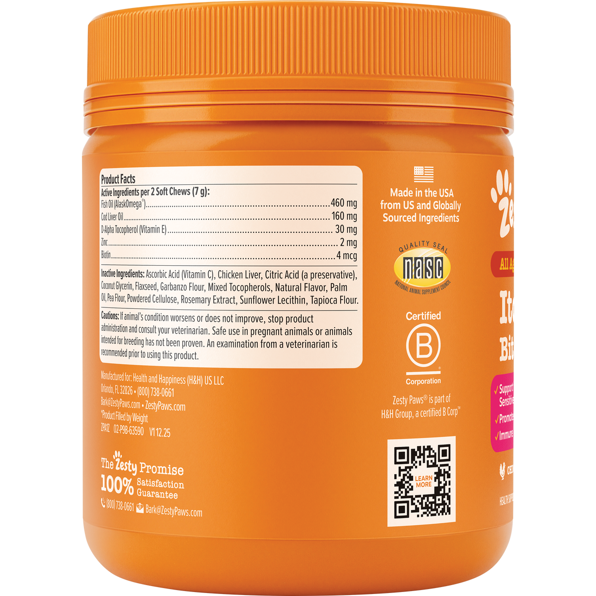 Zesty Paws Itch Relief 雞肉味 90粒 新包裝成分標籤