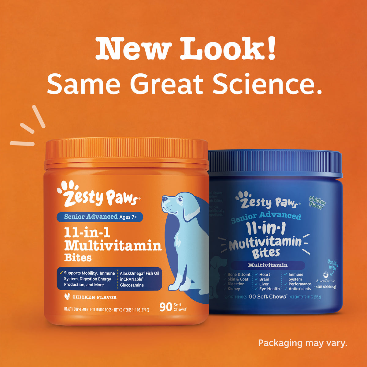 Zesty Paws 高齡犬 11合1 雞肉味 90粒 原廠新舊包裝對照