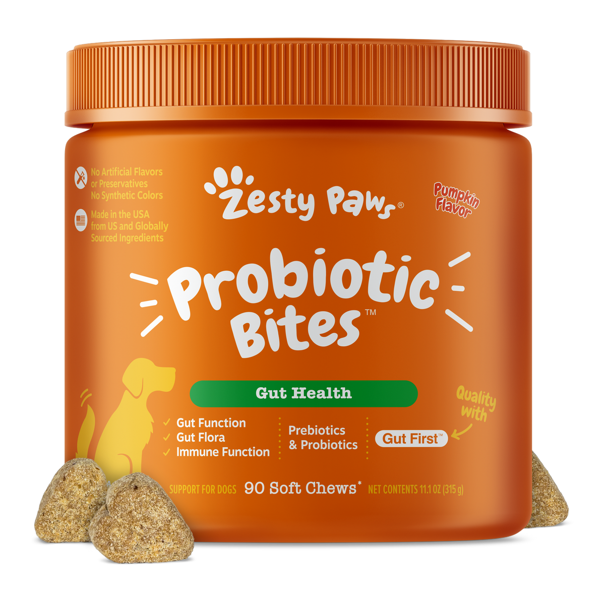 Zesty Paws 益生菌腸道軟咀嚼片(南瓜味)產品圖